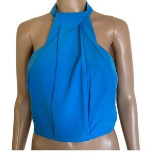 Do & Be Los Angeles Ocean Blue Sleeveless High Neck Crop Top Women’s Size Large